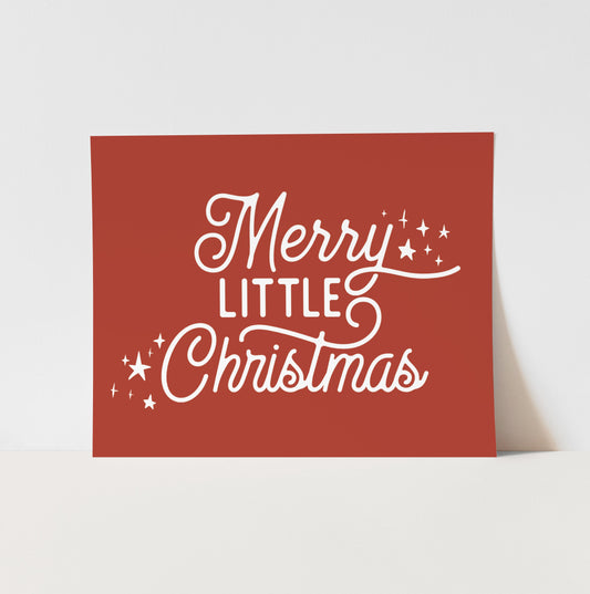{Vintage Red} Merry Little Christmas Art Print