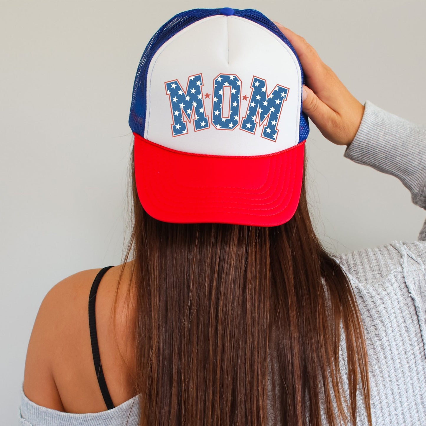 Mom, Stars, Patriotic, Snapback Trucker Hat
