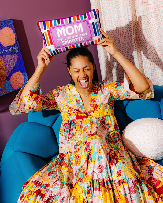 Mom Rules Needlepoint Pillow