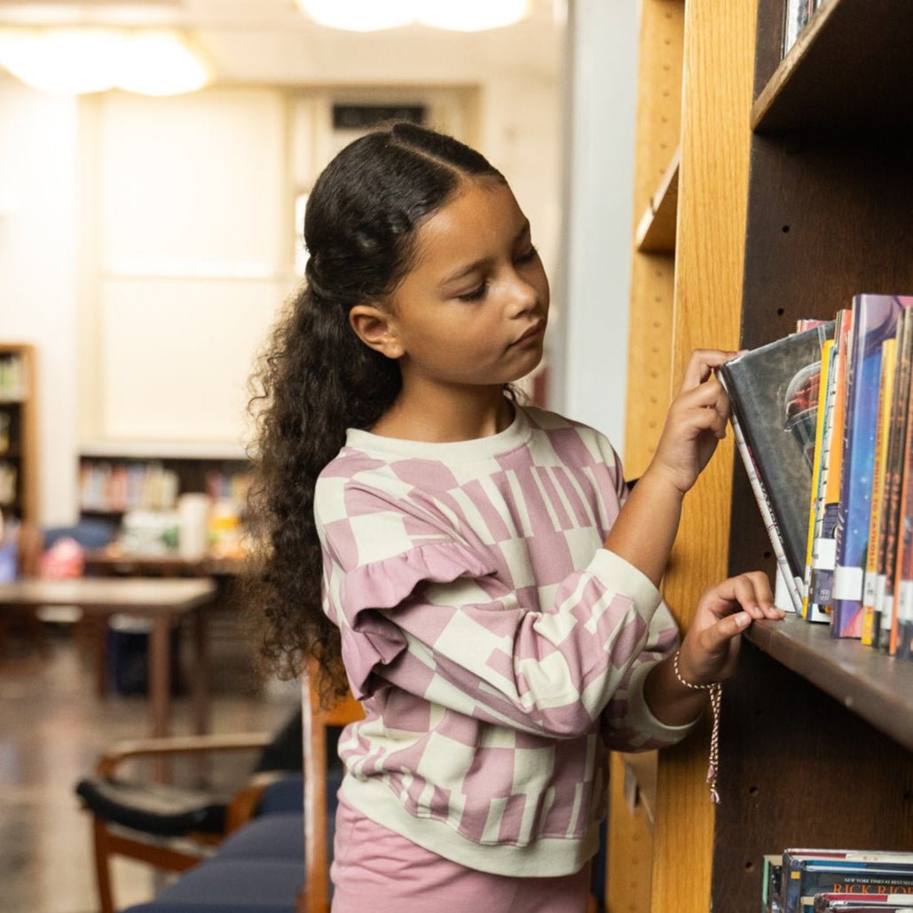 Recycled Cotton Pink Block Ruffled Sweatshirt