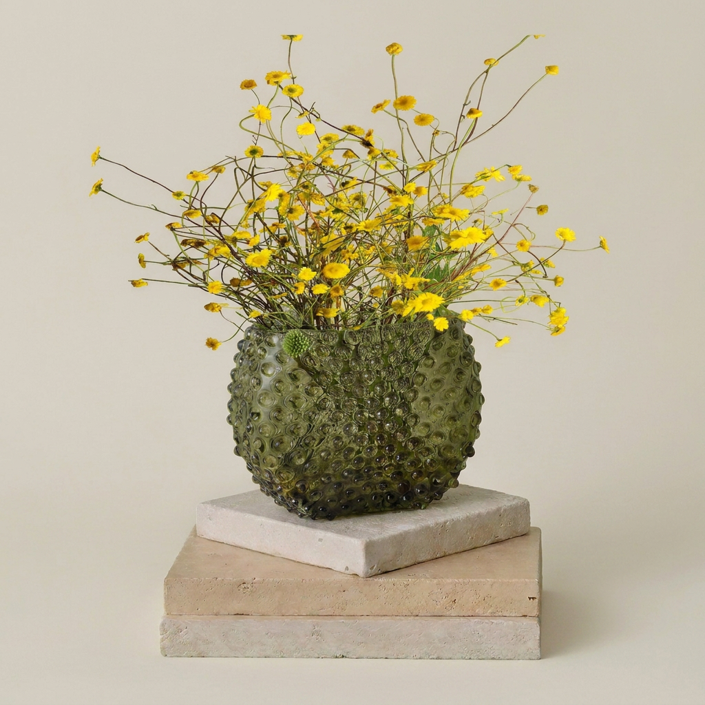 Hobnail Vase - Optic - Moss Green