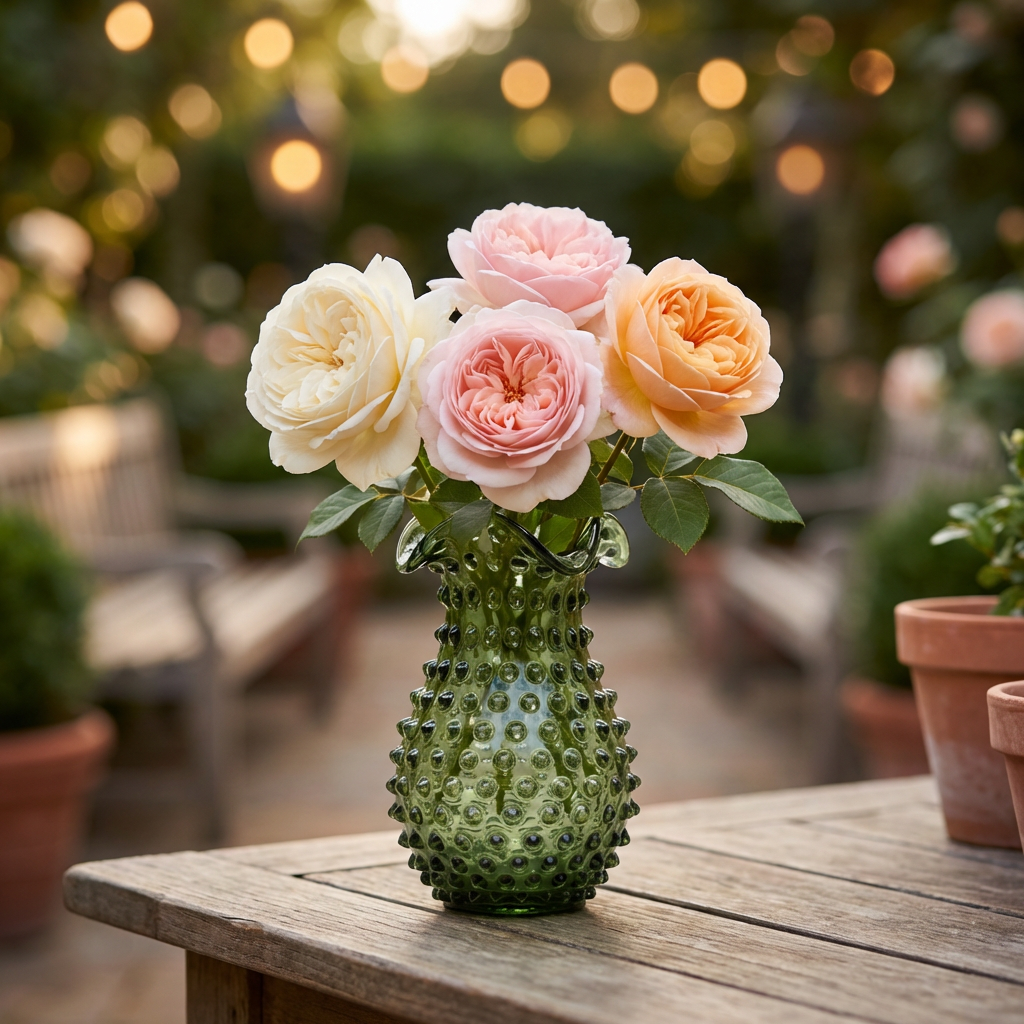 Hobnail Vase - Petal - Moss Green
