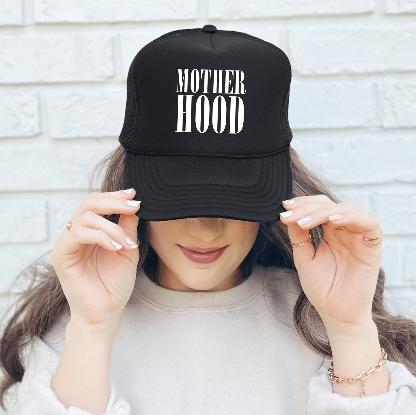 Mother Hood, Sassy, Funny, Black Snapback Trucker Hat