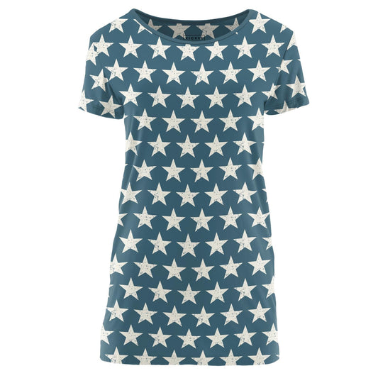 Women's Print Short Sleeve Relaxed Tee in Vintage Stars