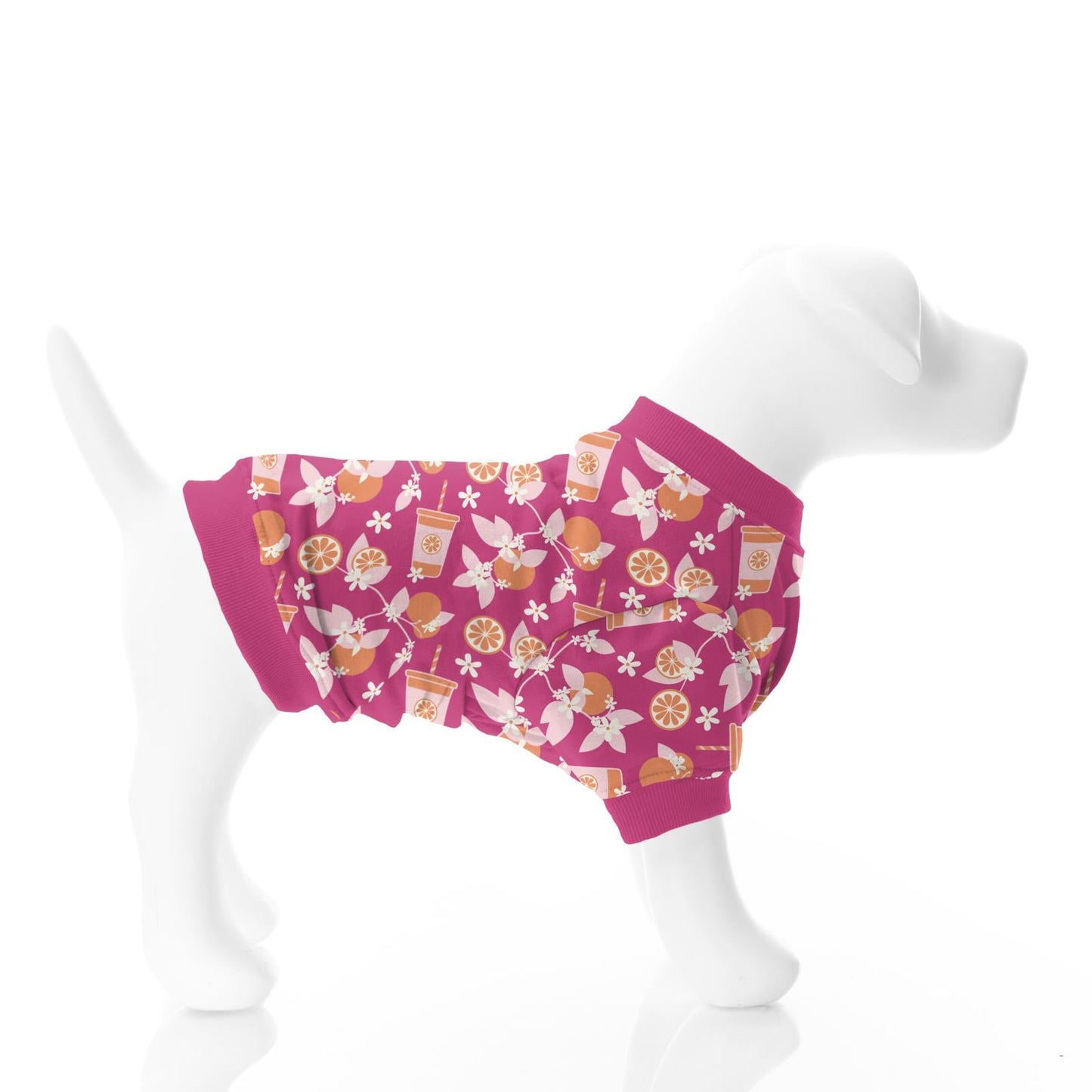 Print Fleece Dog Tee in Calypso Orange Cream