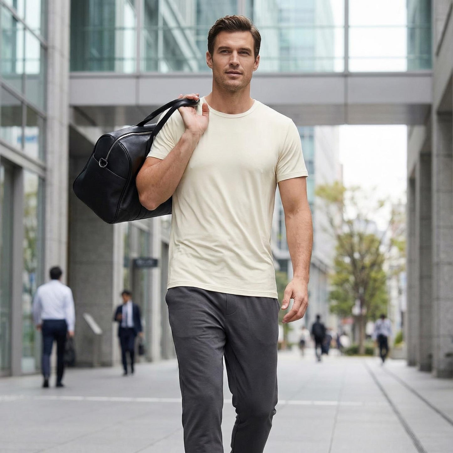 Men's Short Sleeve Crew Neck Tee in Natural