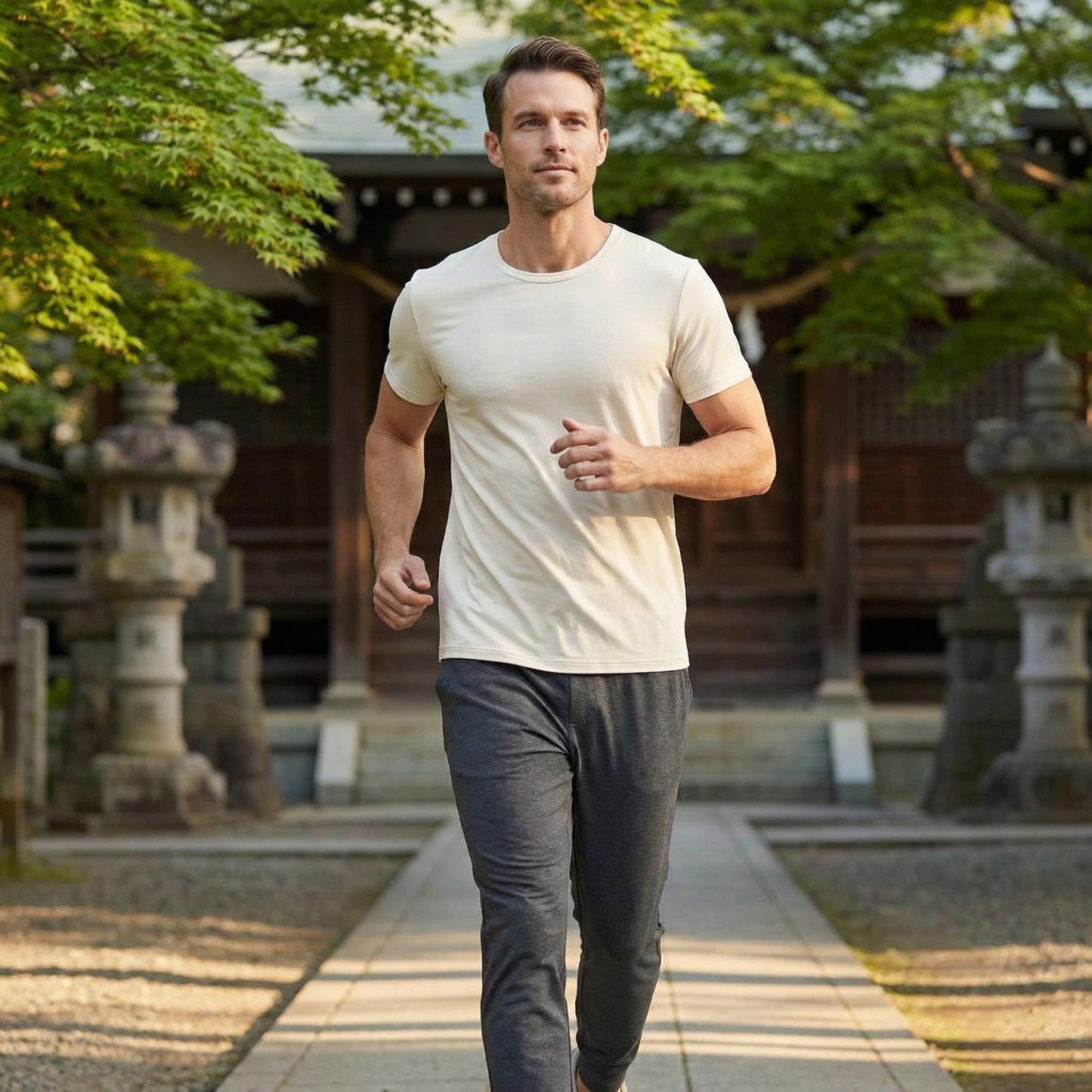 Men's Short Sleeve Crew Neck Tee in Natural