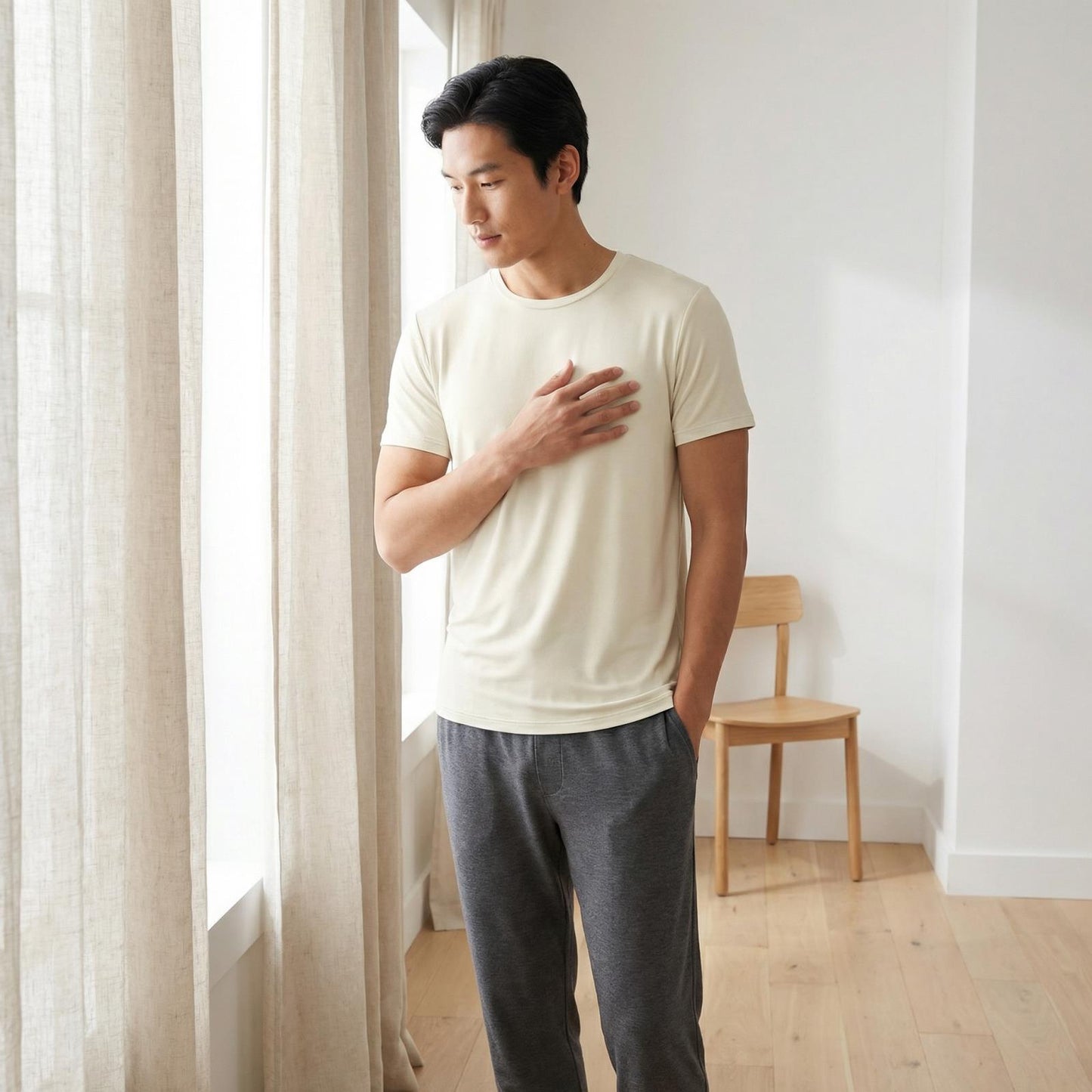 Men's Short Sleeve Crew Neck Tee in Natural