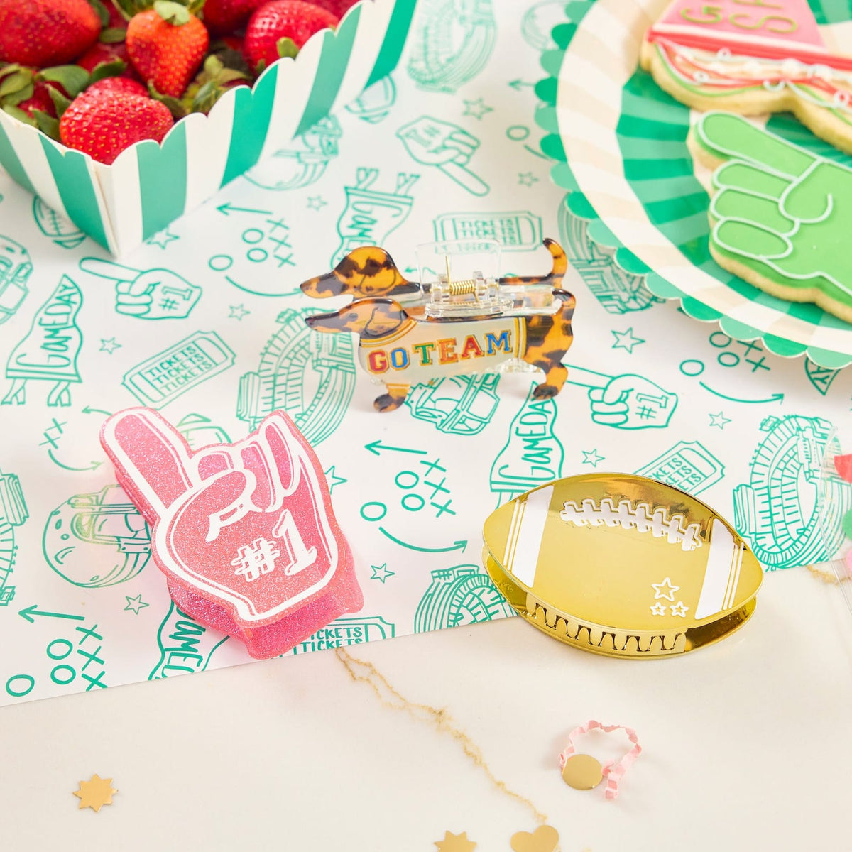 "Go for the Gold" Football Hair Claw Clip
