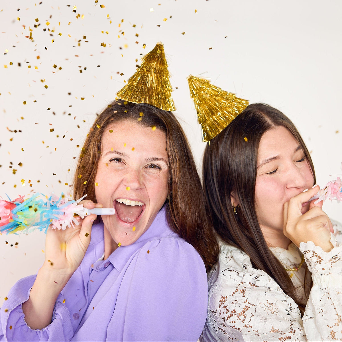 Confetti Burst Fringe Party Blowers (6 count)
