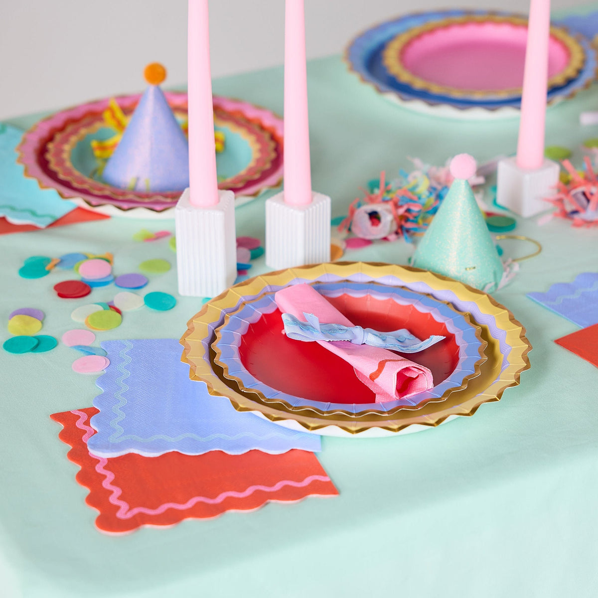 Rainbow Ric Rac Assorted Dinner Plates (10 count)