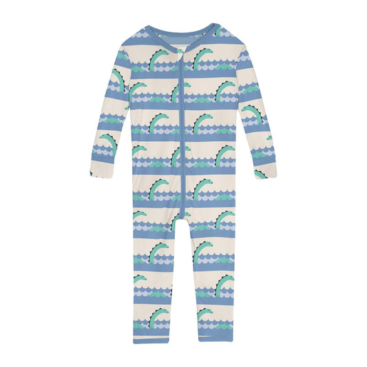Print Convertible Sleeper with Zipper in Natural Sea Monster
