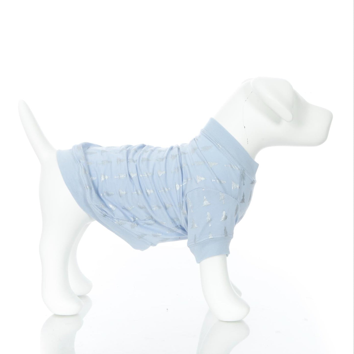 Print Dog Jammies in Frost Silver Trees