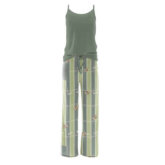 Cami and Print Lounge Pants Pajama Set in Football