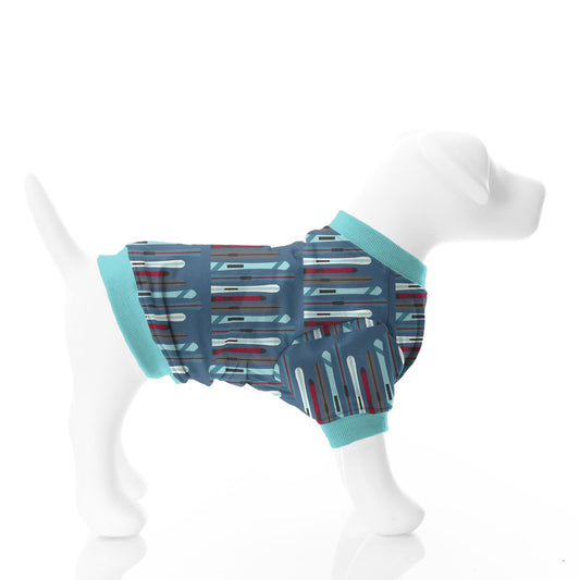 Print Fleece Dog Tee in Twilight Skis