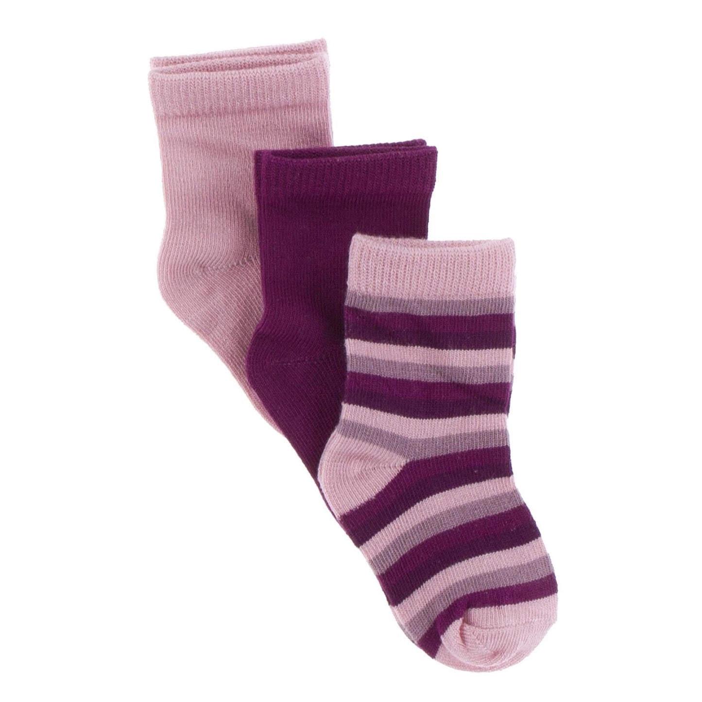 Socks (Set of 3) in Lotus, Orchid & Coral Stripe