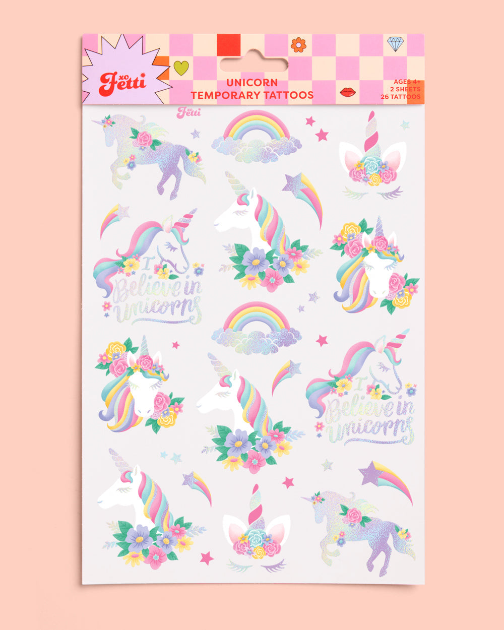 Unicorn Tats - 52 foil temporary tattoos