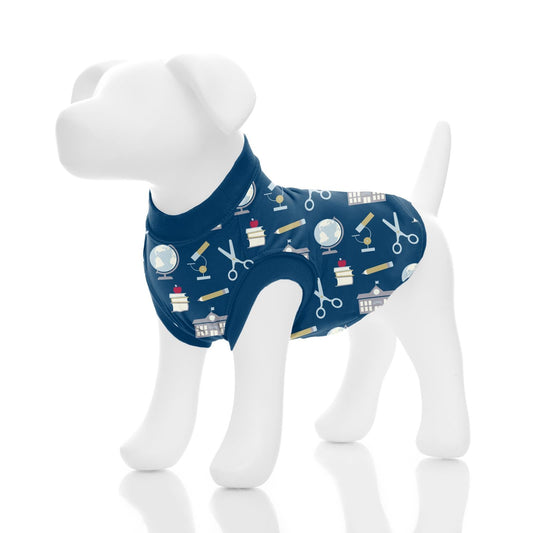 Print Luxe Sleeveless Dog Tee in Navy Education