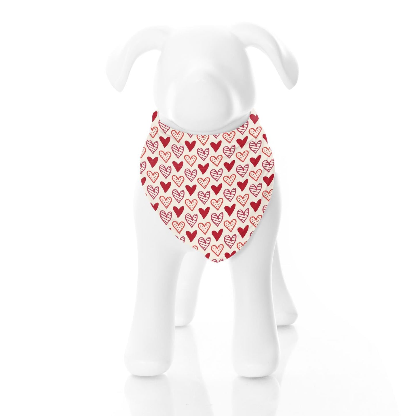 Print Dog Bandana in Natural Heart Doodles