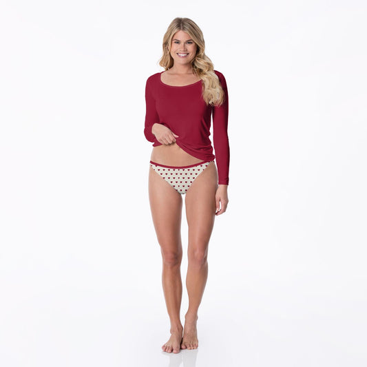 Women's Print Bikini Brief in Natural Hearts