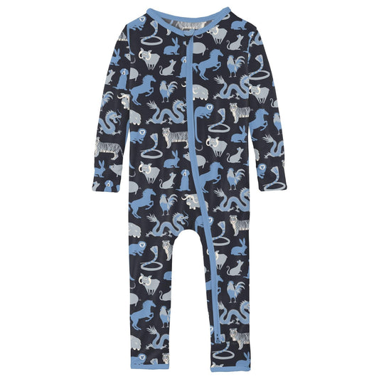 Print Coverall with 2 Way Zipper in Deep Space Chinese Zodiac