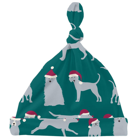 Print Knot Hat in Cedar Santa Dogs