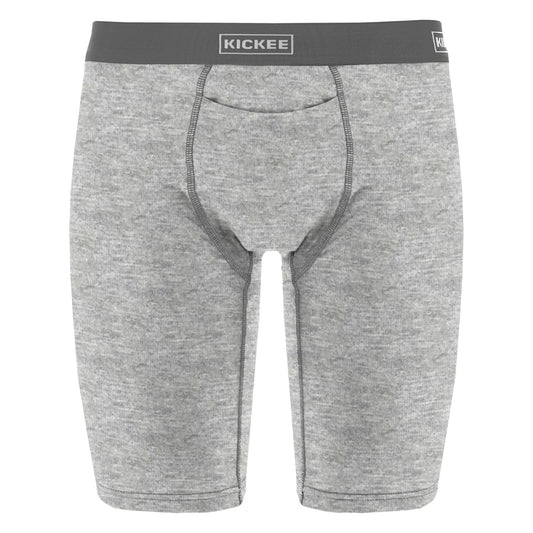 Men's Long Boxer Brief with Top Fly in Heathered Mist