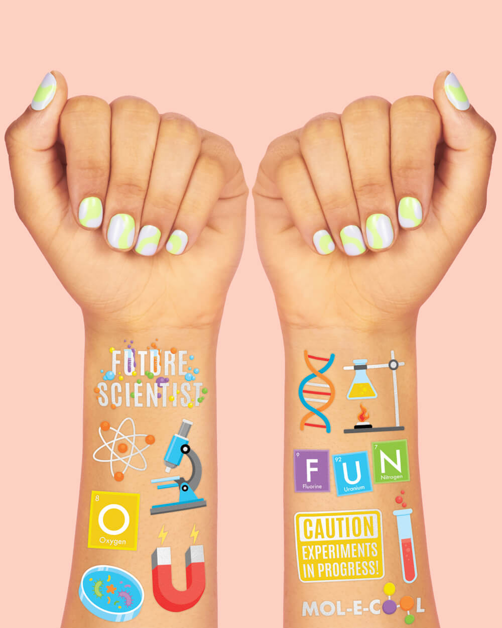 MOL-E-COOL Tats - 62 foil temporary science tattoos