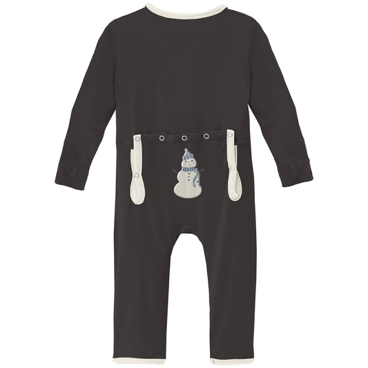 Applique Coverall with 2 Way Zipper in Midnight Snowman