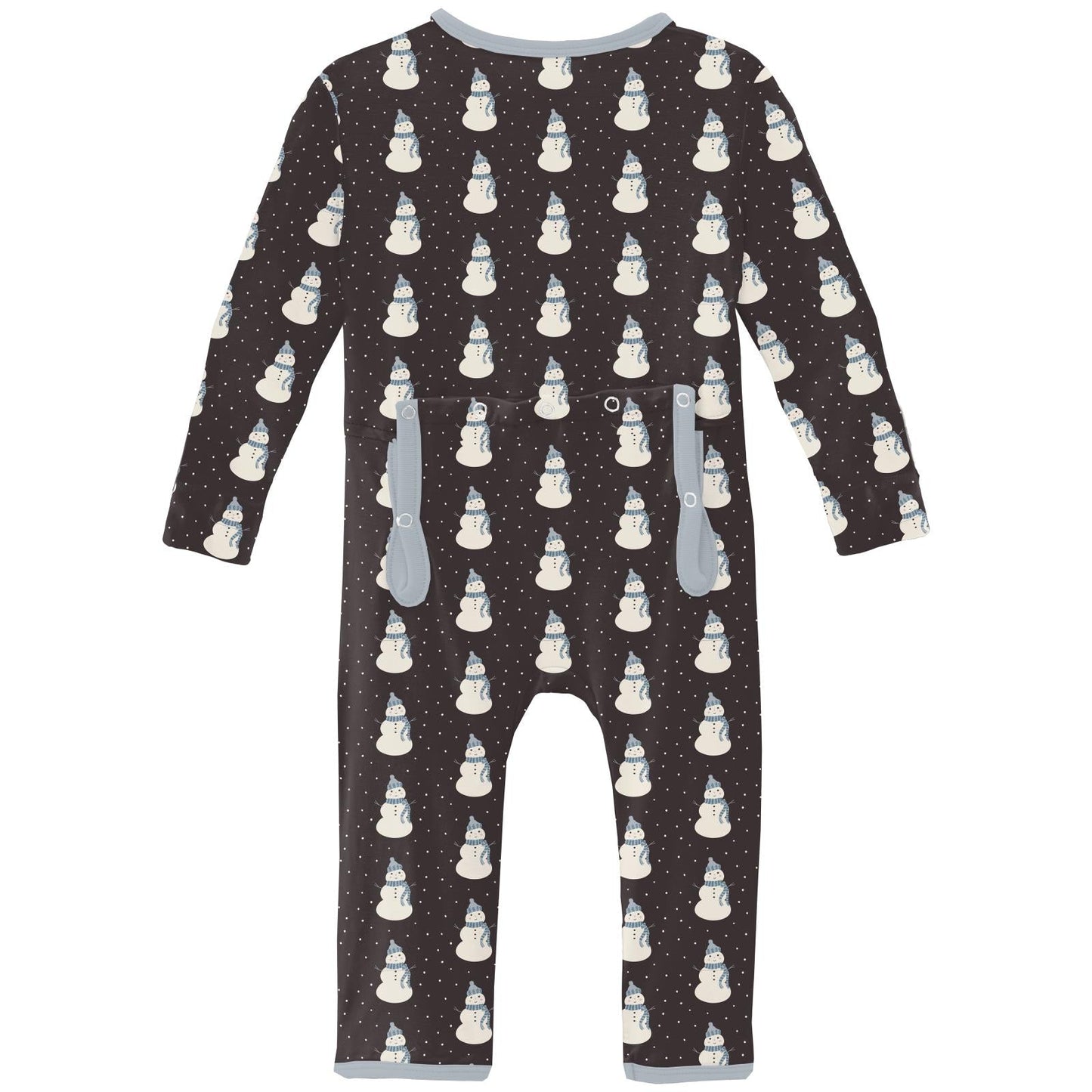 Print Coverall with 2 Way Zipper in Midnight Tiny Snowman