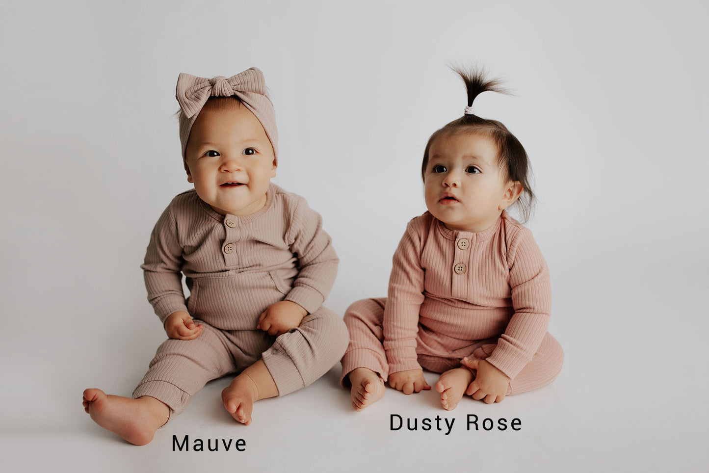 Dusty Rose Pink Baby Ribbed Playsuit with pockets