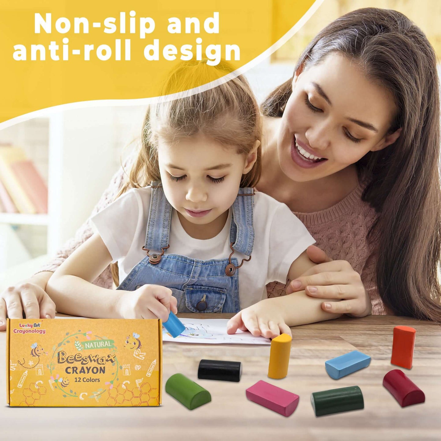 Natural Beeswax Crayons – 12 Colors, Non-Toxic for Kids & Artists
