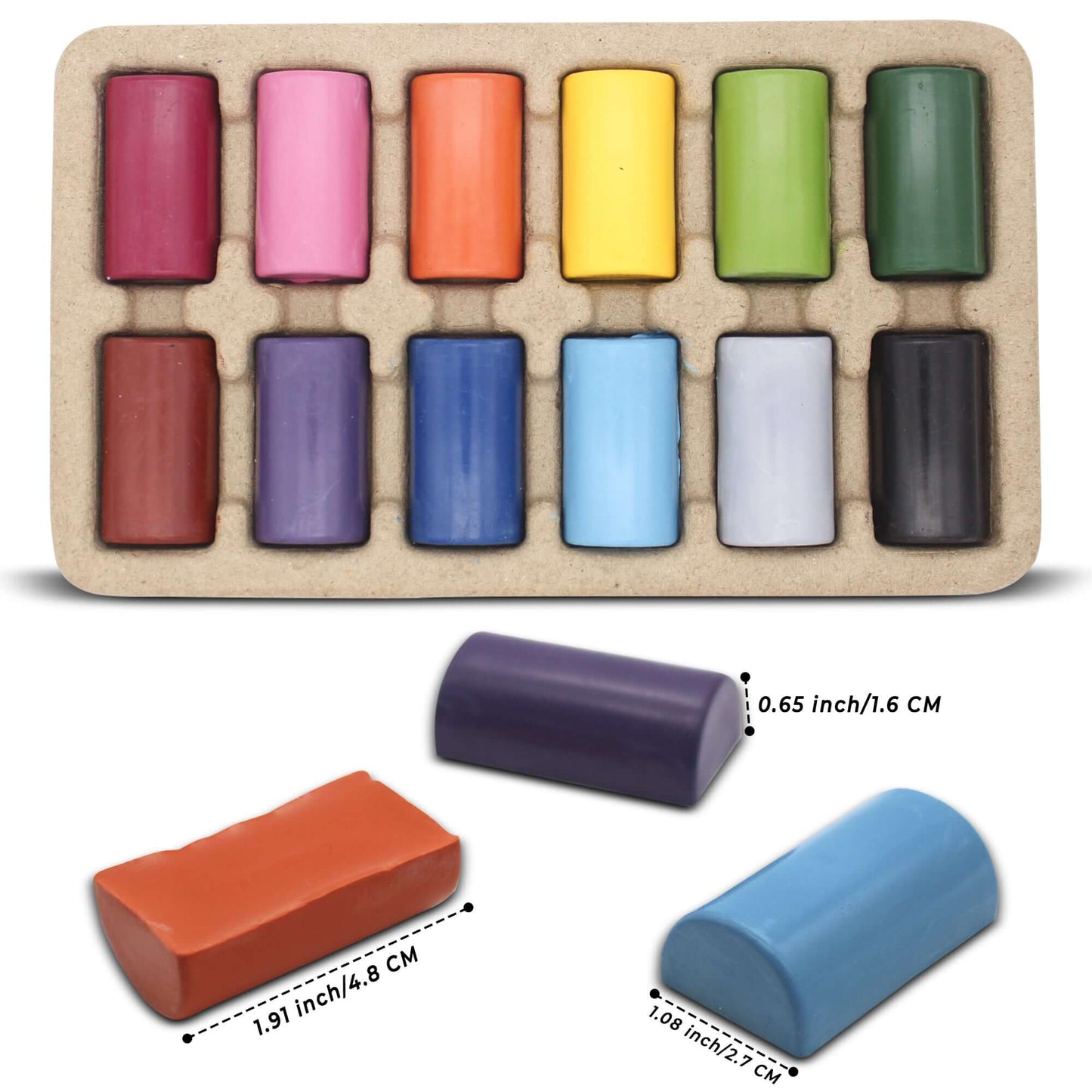 Natural Beeswax Crayons – 12 Colors, Non-Toxic for Kids & Artists