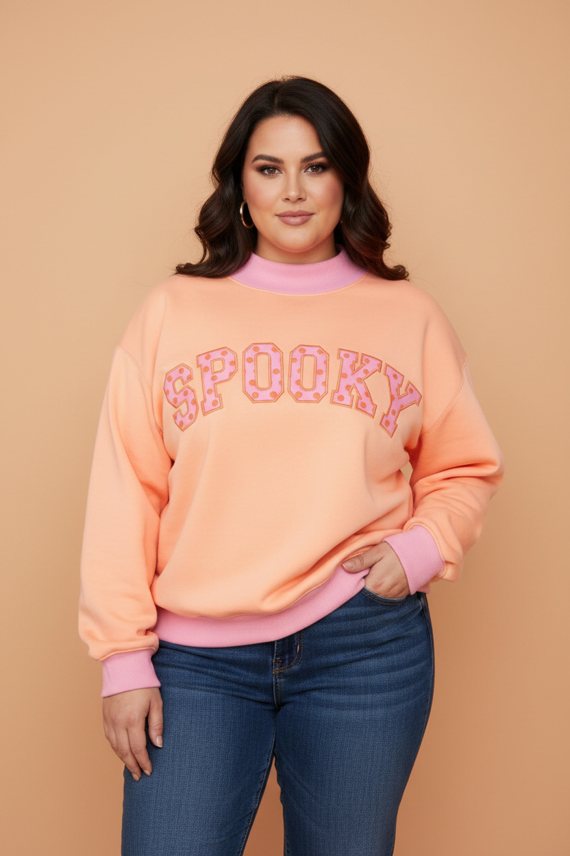 Plus Size MERRY/SPOOKY Polka Dot Letter Print Sweatshirt