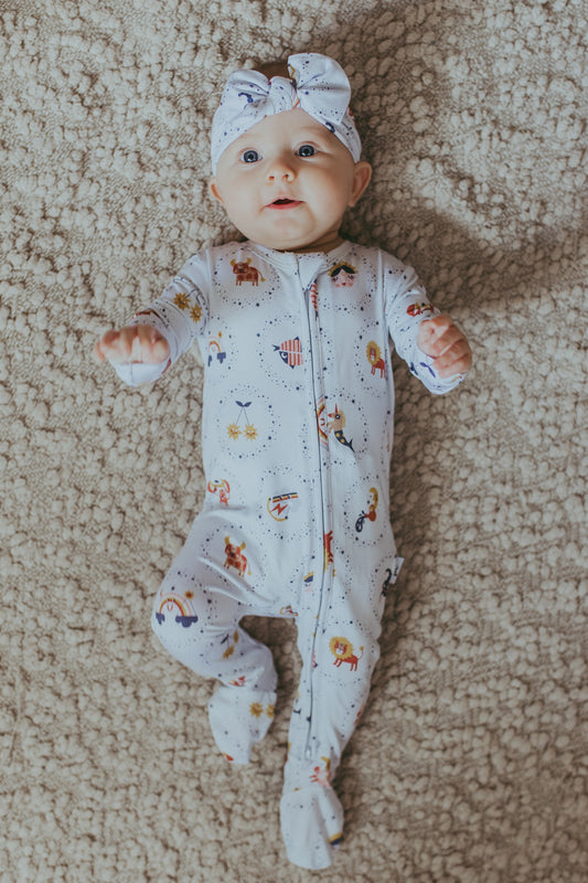 "Baby, You're a Star" One-Peaz™ Double Zip Footies - Ice