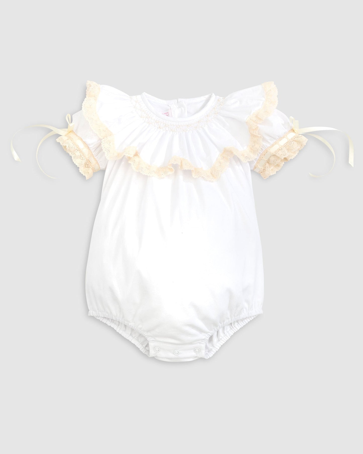Lancaster Beaded Bishop Collar White Sleeved Girls' Heirloom Bubble