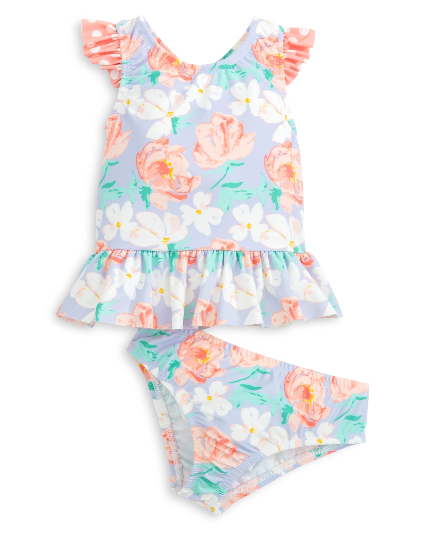 Dahlia Bow Back Two Piece Lavender Floral Print Swim Suit Set