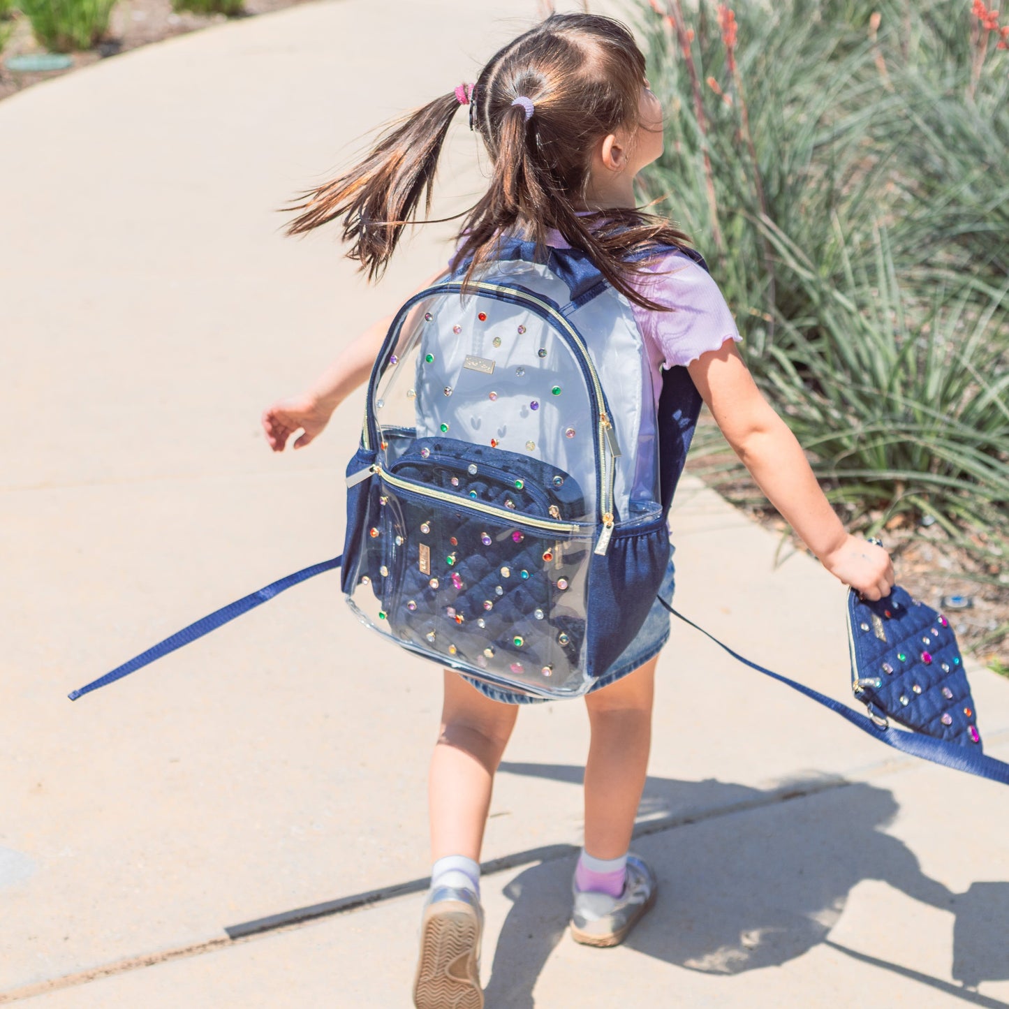 Denim and Gems Clear Backpack