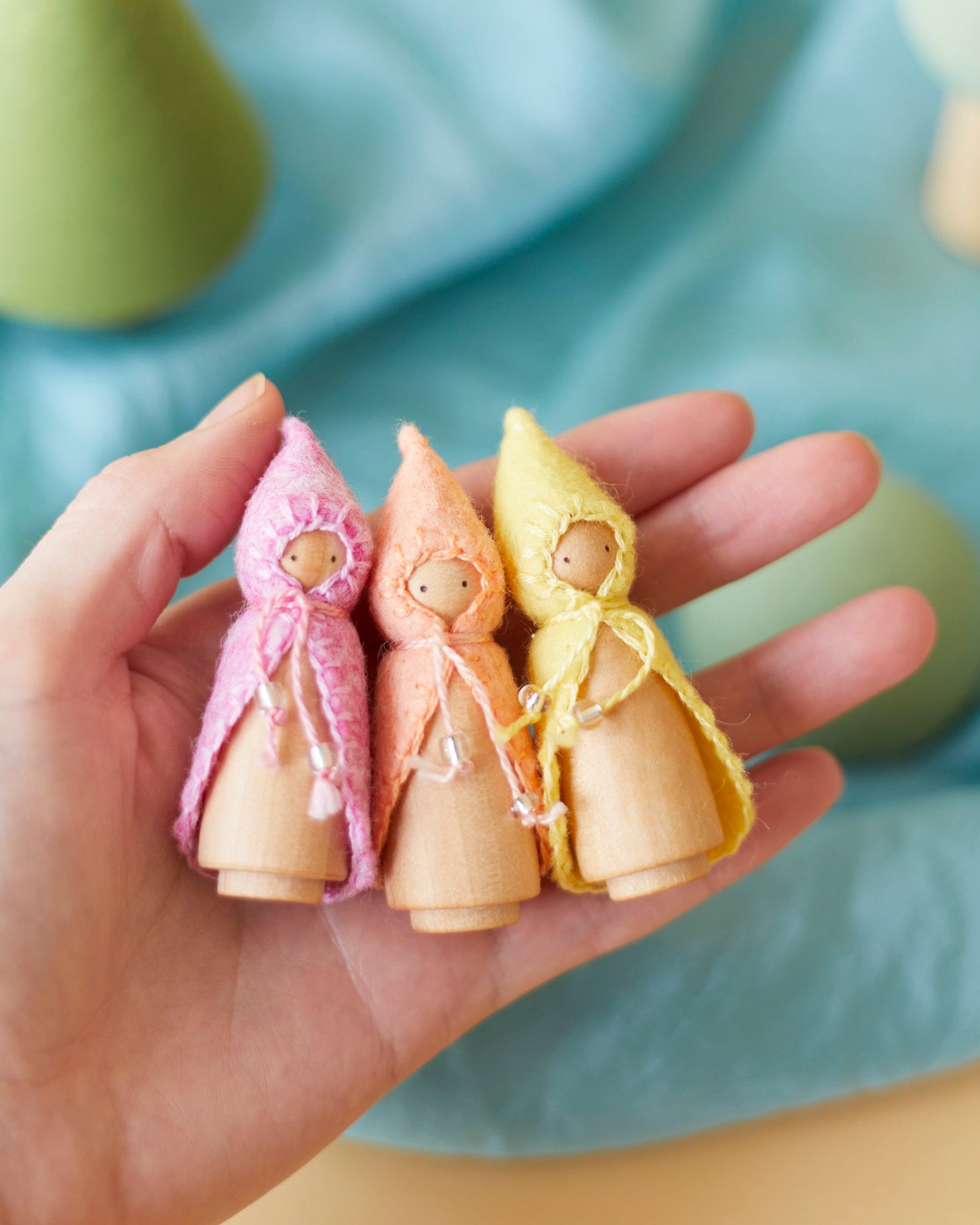 Mini Pastel Blue Wooden Gnome