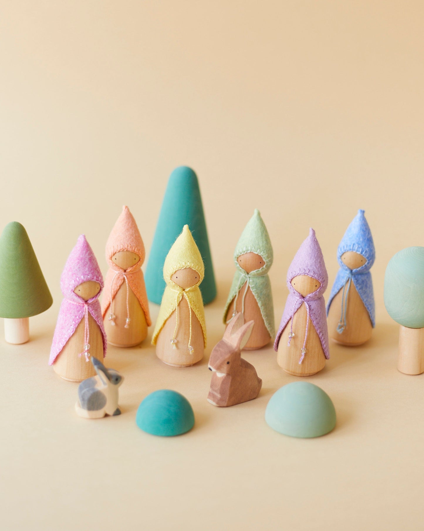 Pastel Orange Wooden Gnome