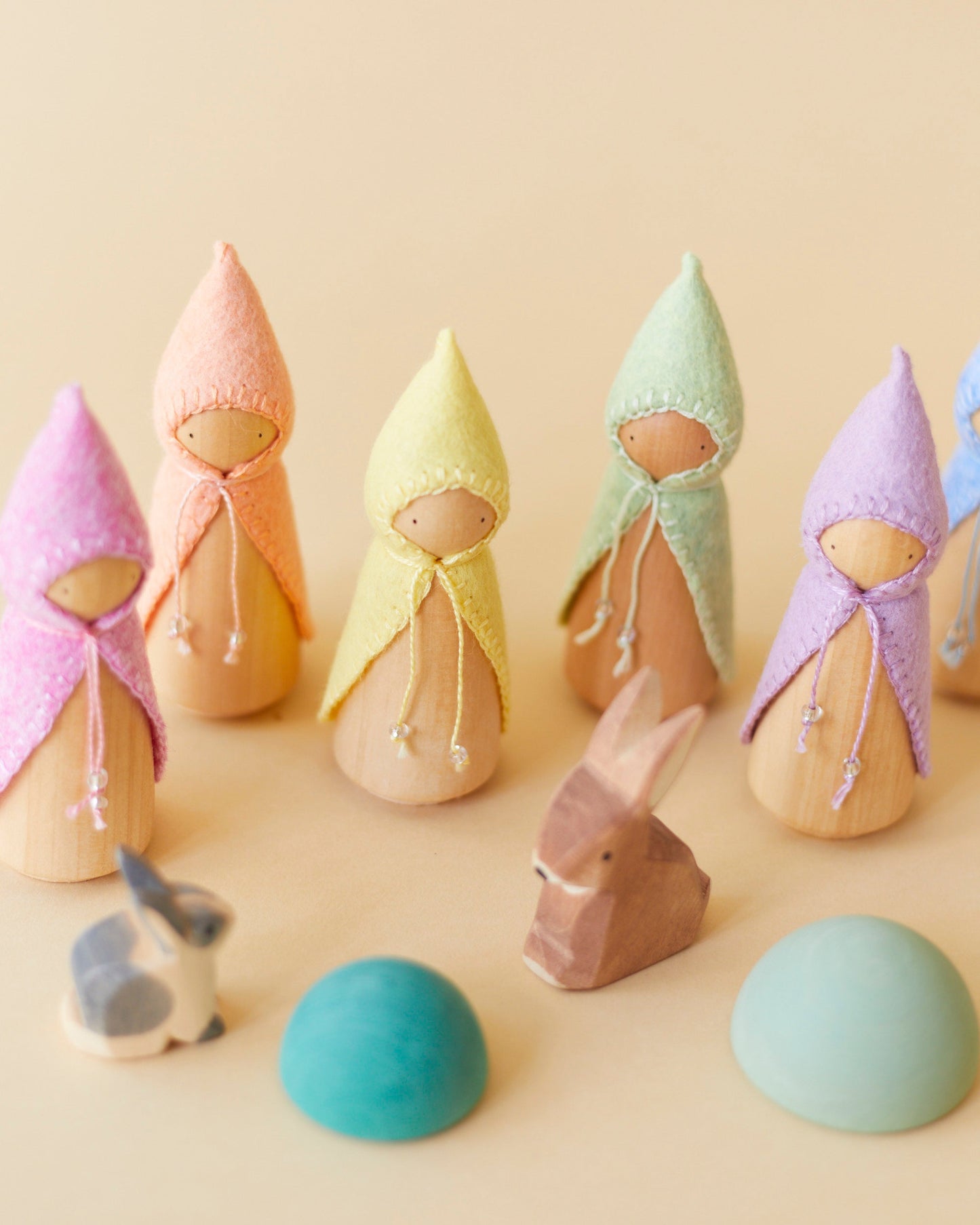 Pastel Blue Wooden Gnome