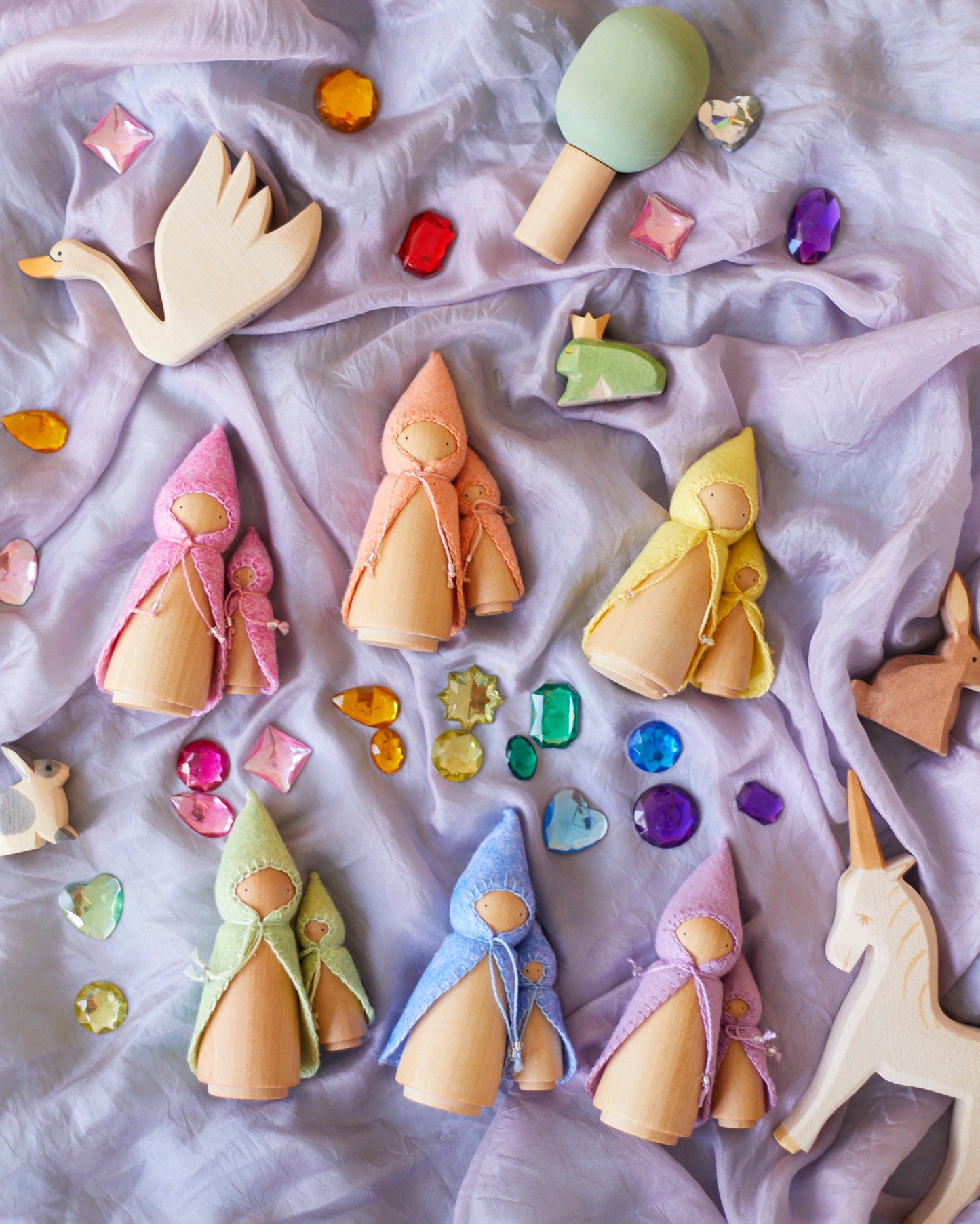 Mini Pastel Blue Wooden Gnome