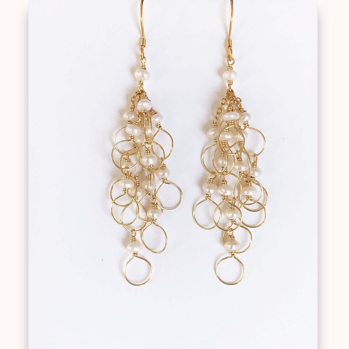 Champagne Quartz Gold Chain Loop Earrings
