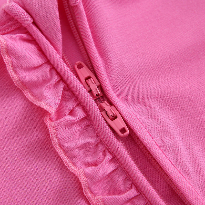 Perfectly Pink Ruffled Zipper Baby Romper