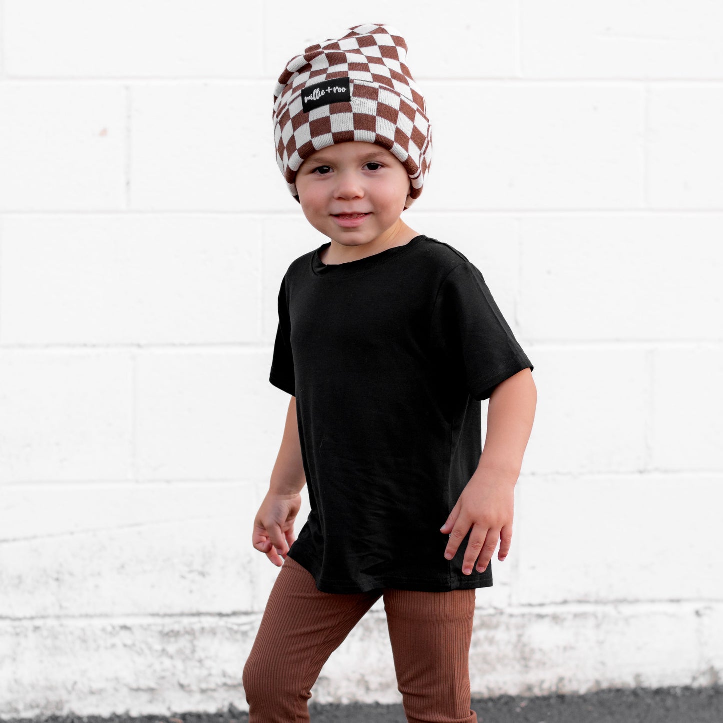 BAMBOO CUFF BEANIE- Sienna Check
