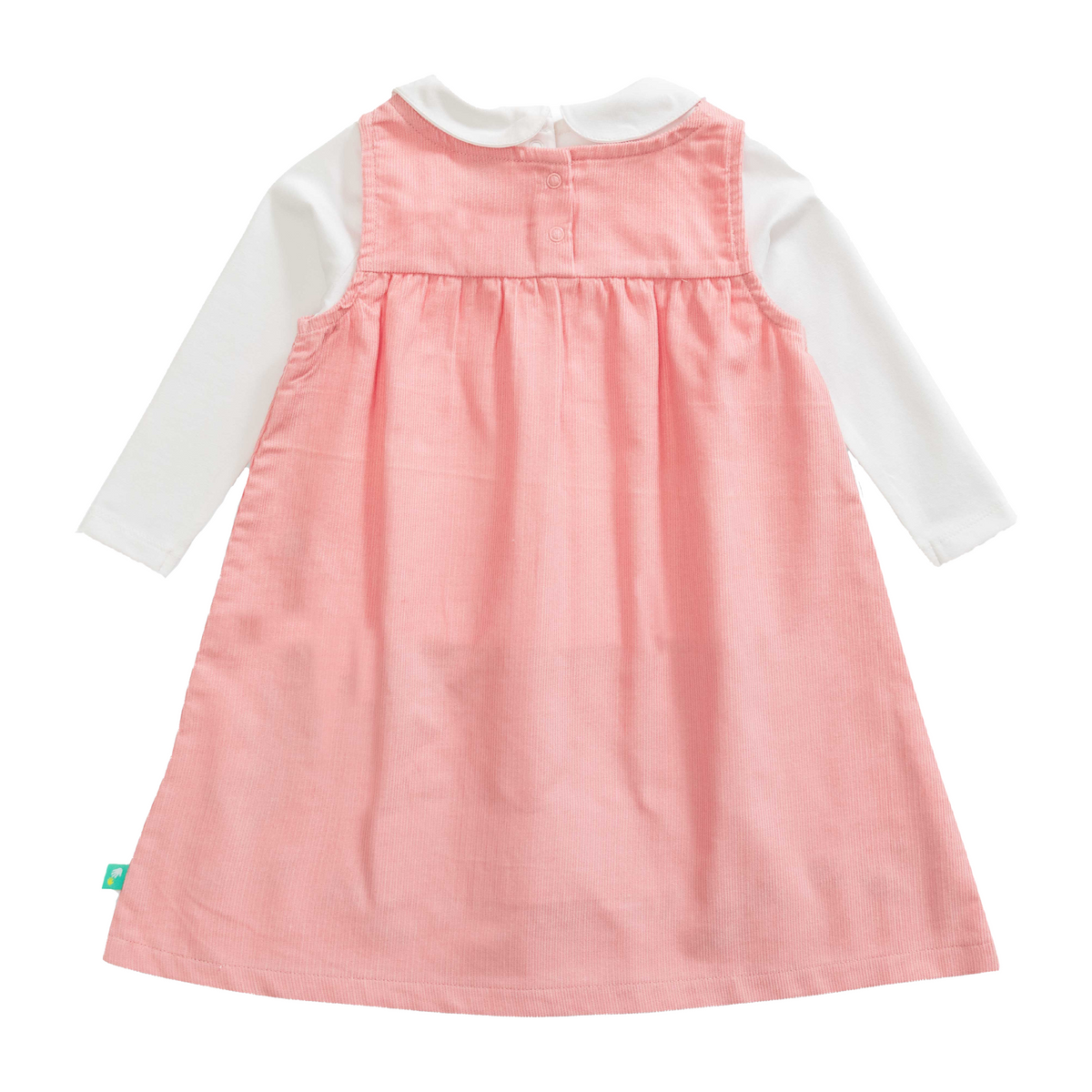 Full Sleeve Peter Pan Pinafore Dress for Toddler Girls - Pink
