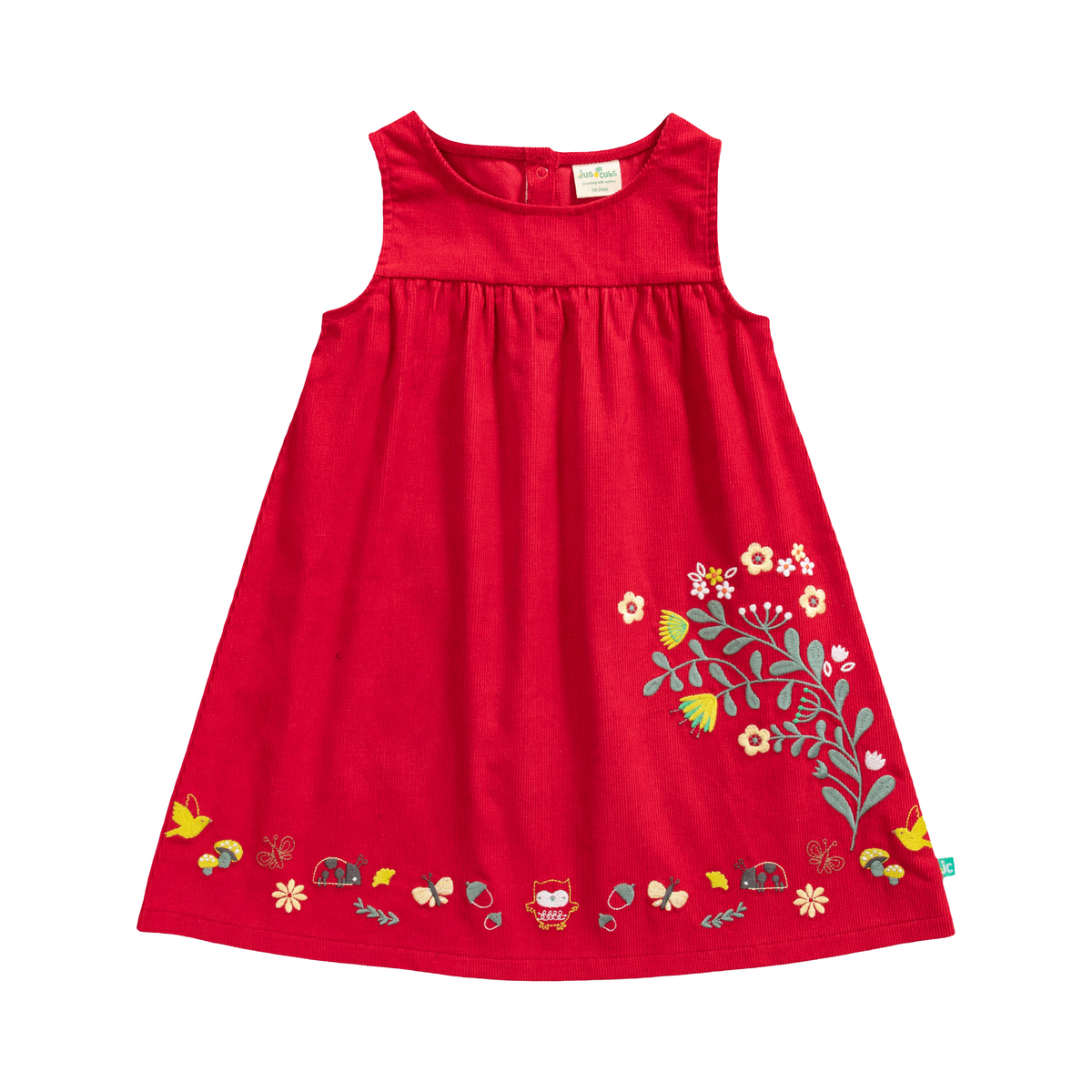 Full Sleeve Peter Pan Pinafore Dress for Toddler Girls - Red