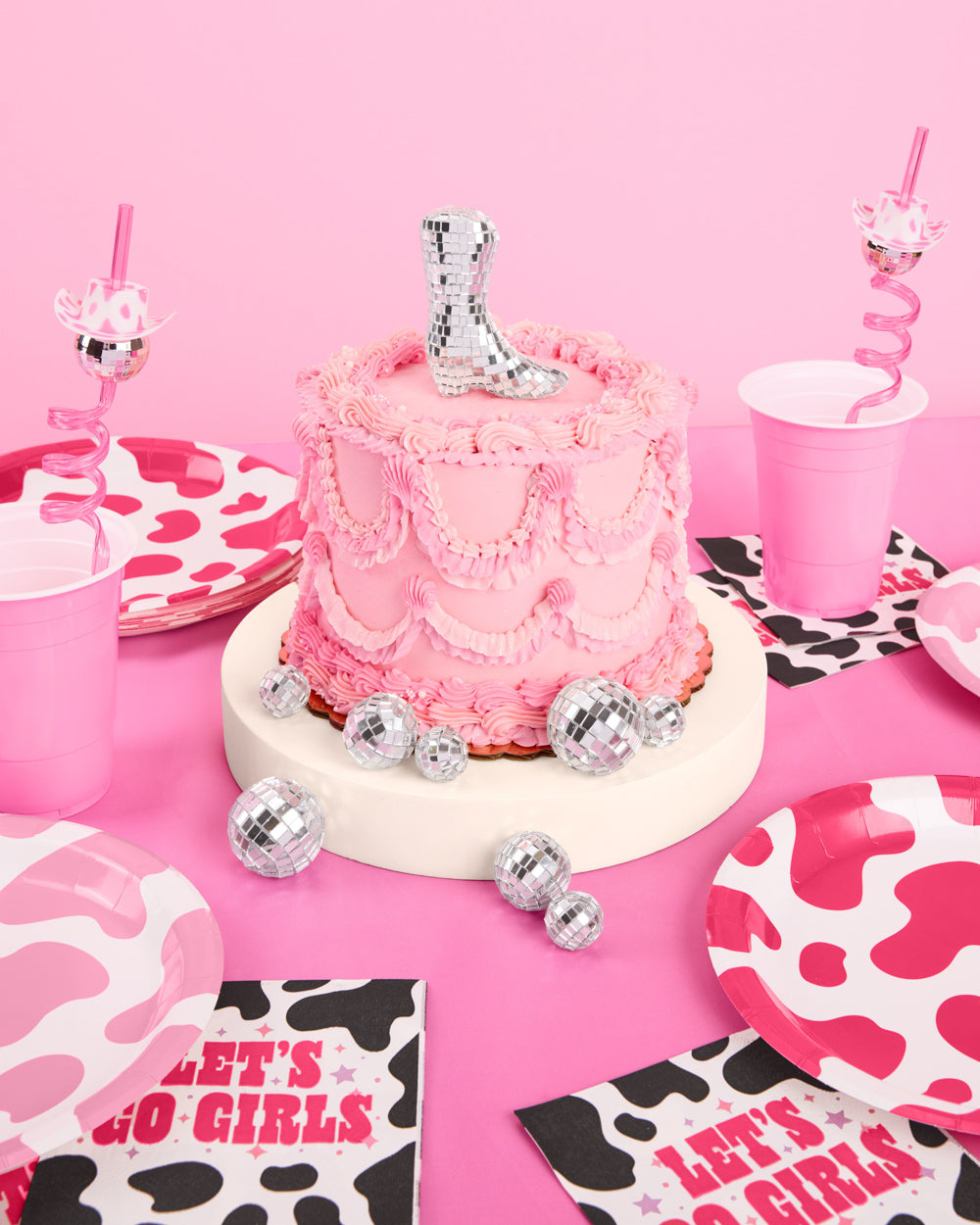 Hoedown Disco Topper - mirrored cake topper set