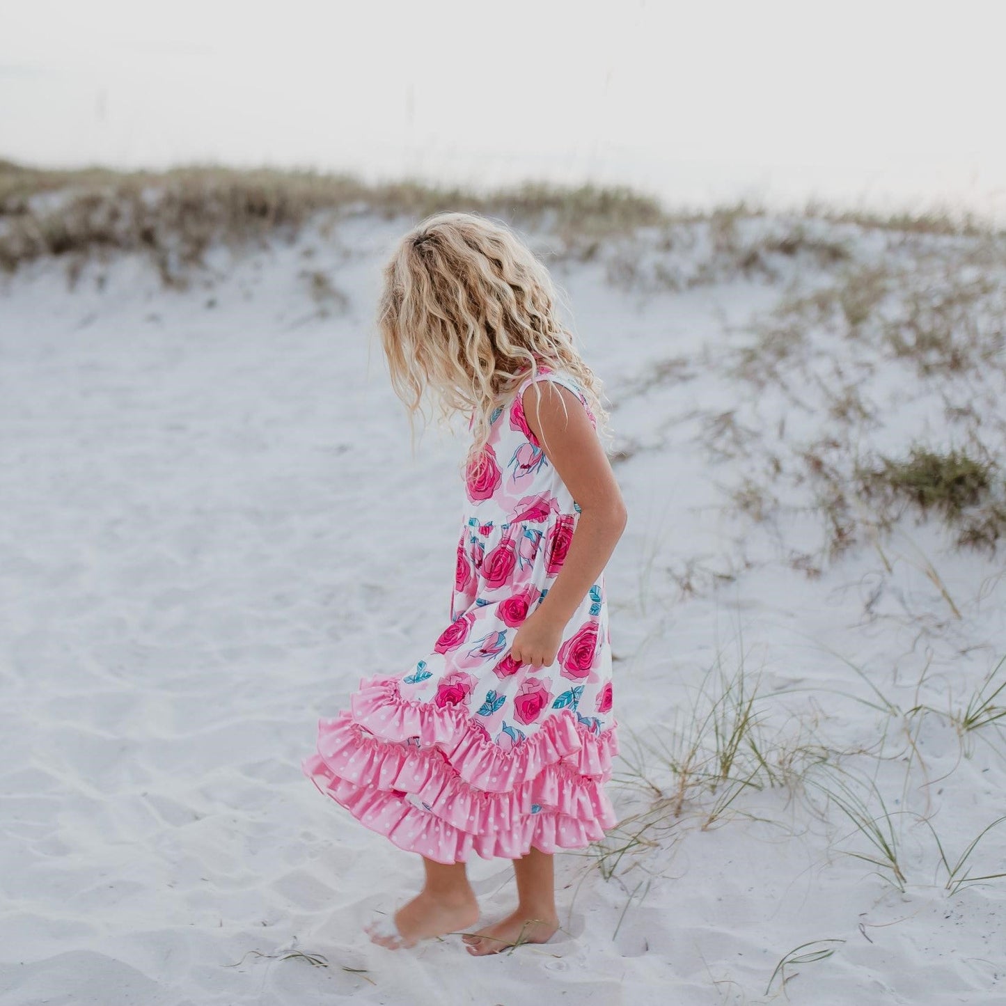 Pink Rose 3 Ruffle Dress