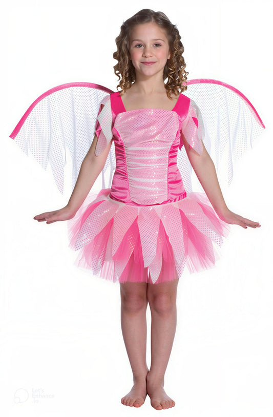 Pink Fantasy Fairy Child Costume with Wings Size Medium 7-10